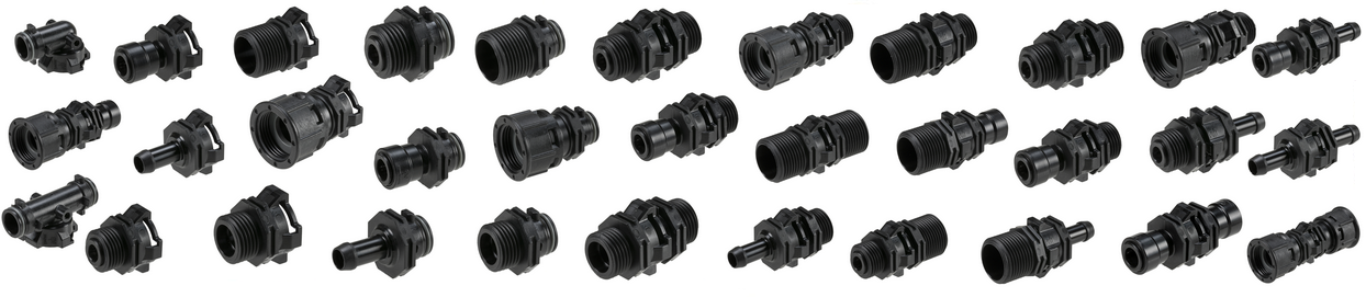RPE Universal Fittings allow a wide range of couplings to be produced from standard parts